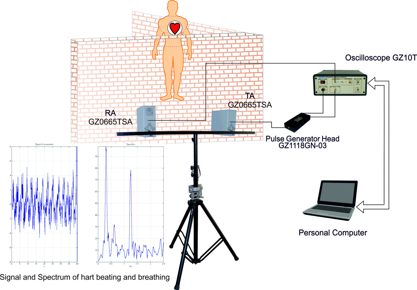 Detection example showing live-object sensing under rubble and behind walls.